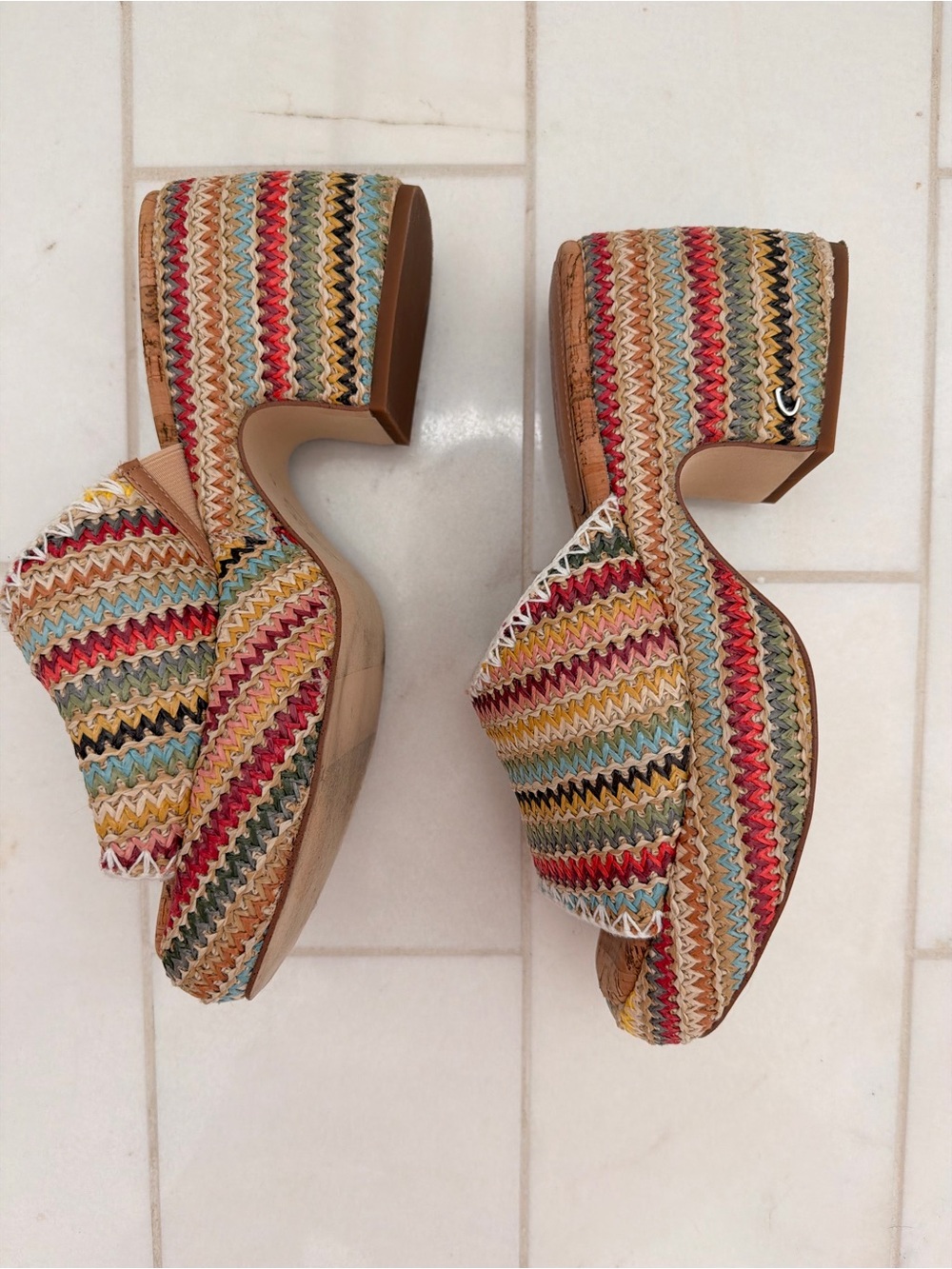 Sam Edelman Multicolor Woven Block Heel Mules - Picture 3 of 5